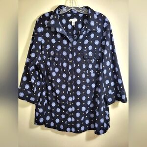 Croft & Barrow dark blue button down shirt women's 2X  #1968